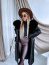 "PUDDING CV2184" Faux Leather Trench – Black